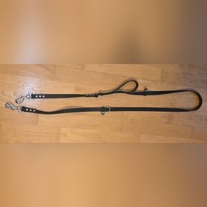 Black Biothane Dog Leash Hands Free/European style.